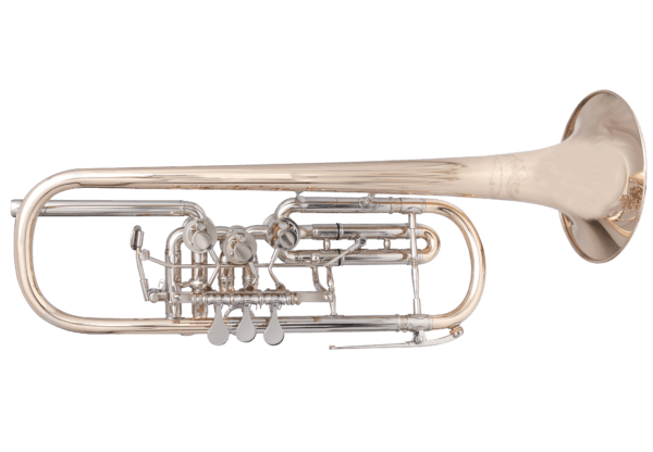 B-Trompete "Fusion" asymmetrische Bauweise mit Titan-Drehventilen und Goldmessingschallstück