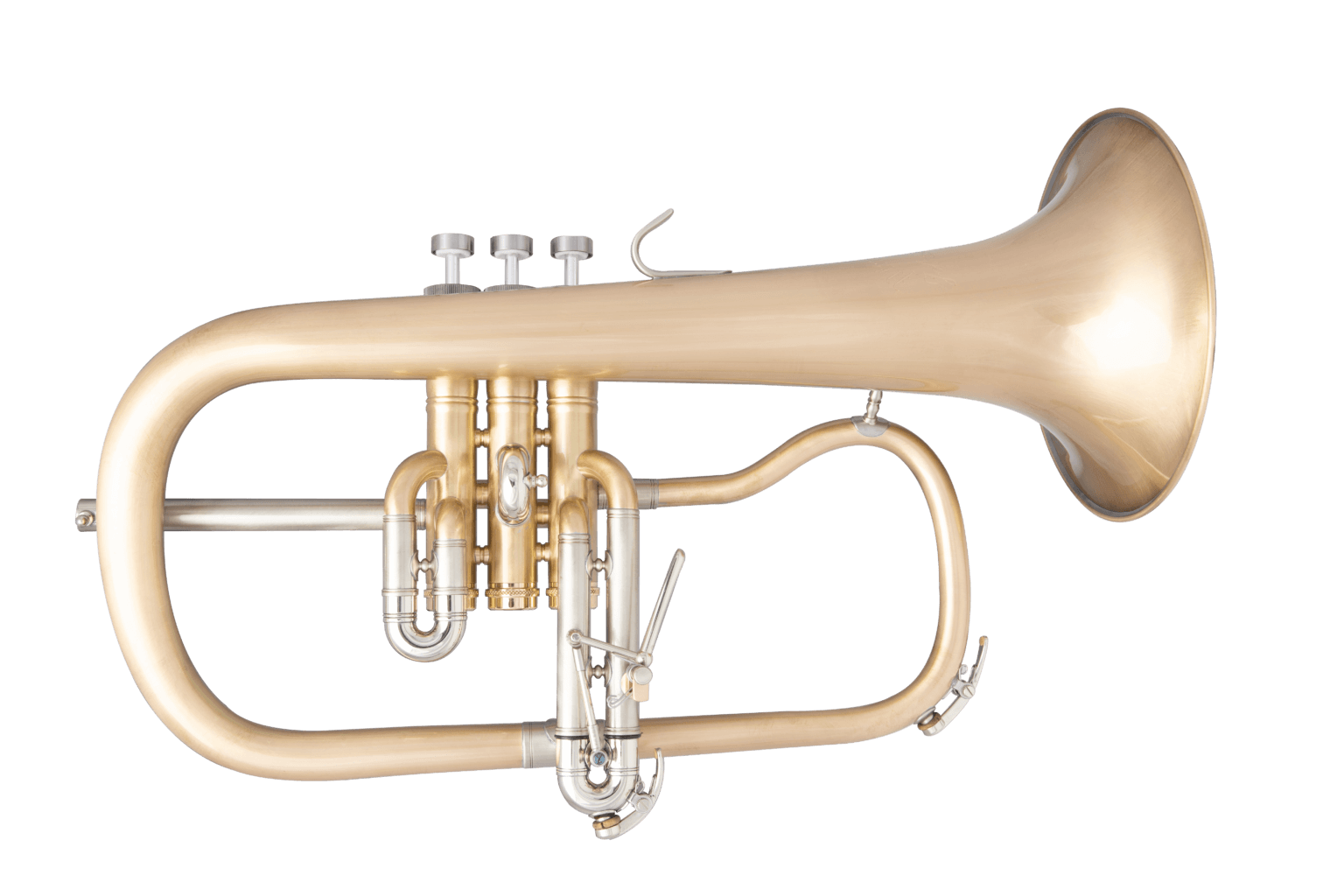 Flügelhorn Jazz aus Goldmessing mit Perinetventilen aus Edelstahl, gebürstet und klar lackiert